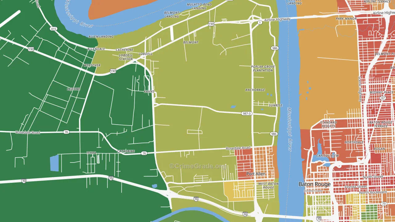 Sunrise, LA Map of Robbery Rates