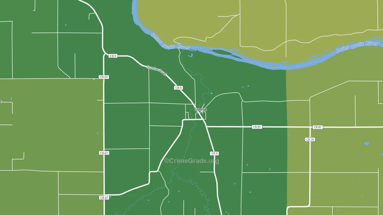Sunrise, MN Map of Robbery Rates