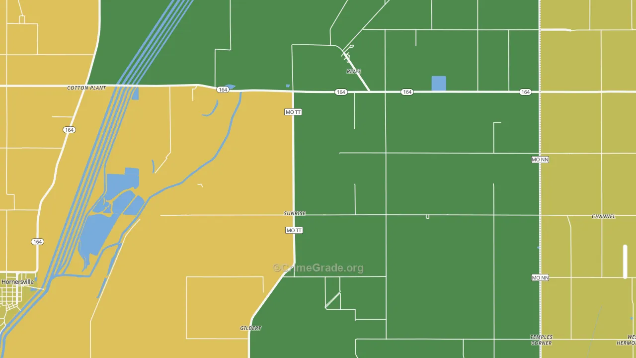 Sunrise, MO Map of Robbery Rates