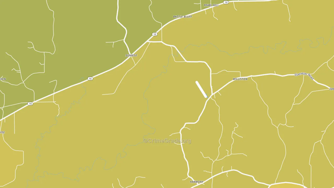 Sunrise, MS Map of Robbery Rates