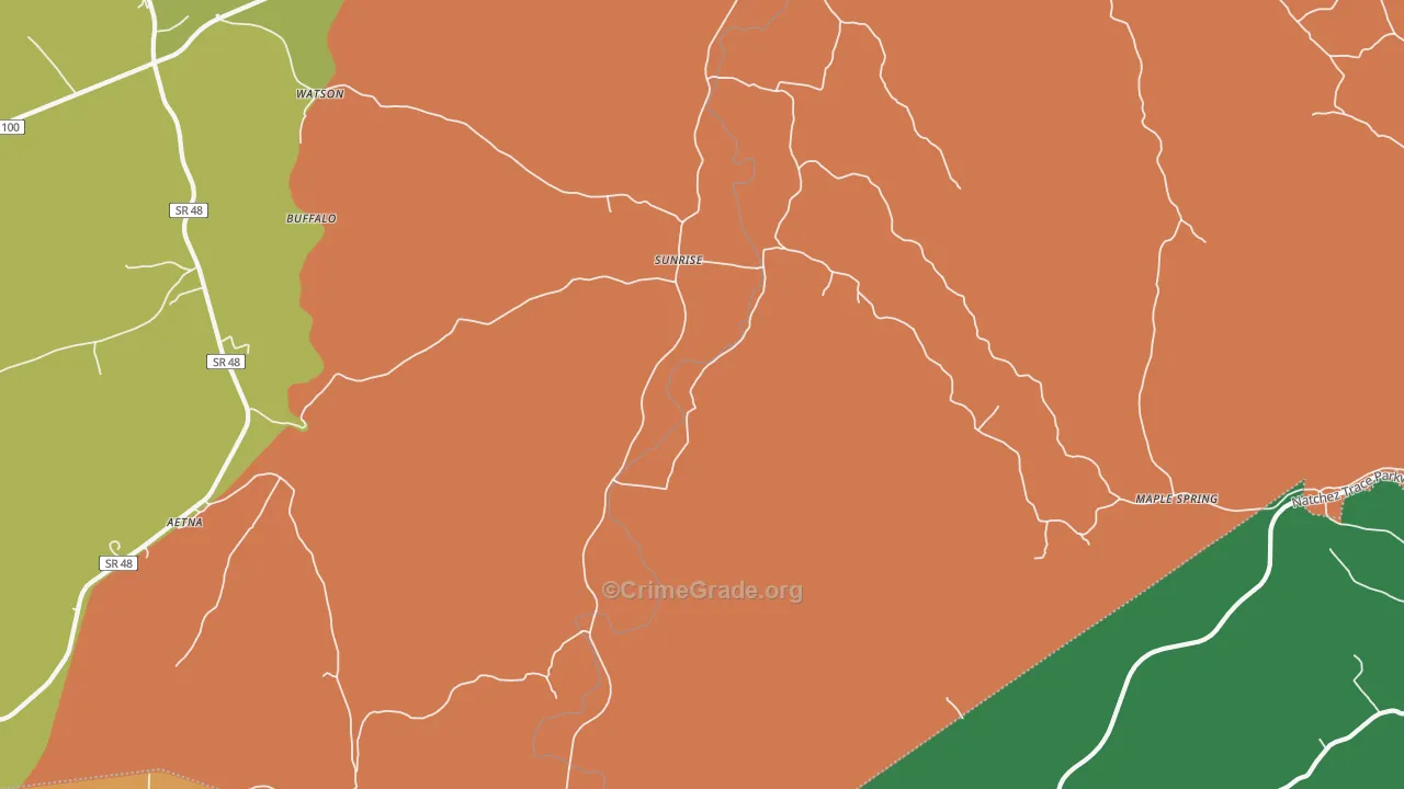Sunrise, TN Map of Robbery Rates