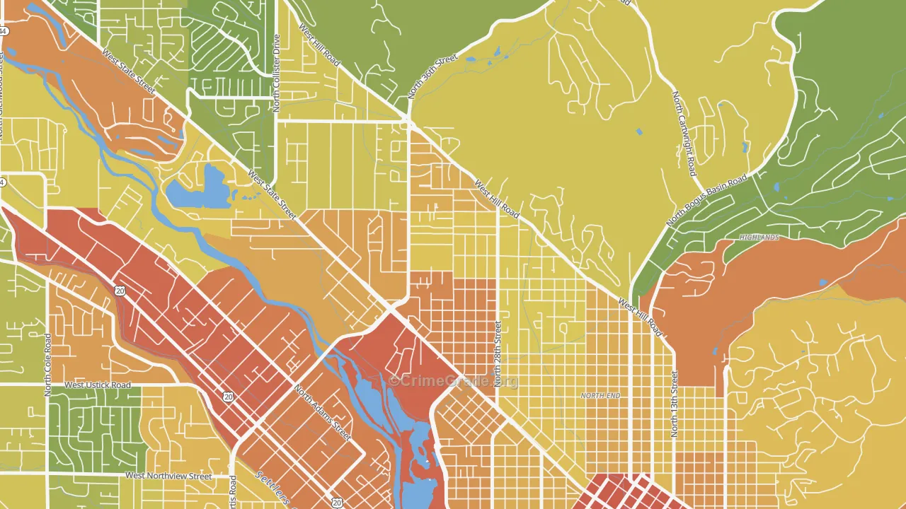 Sunset, Boise, ID Map of Robbery Rates