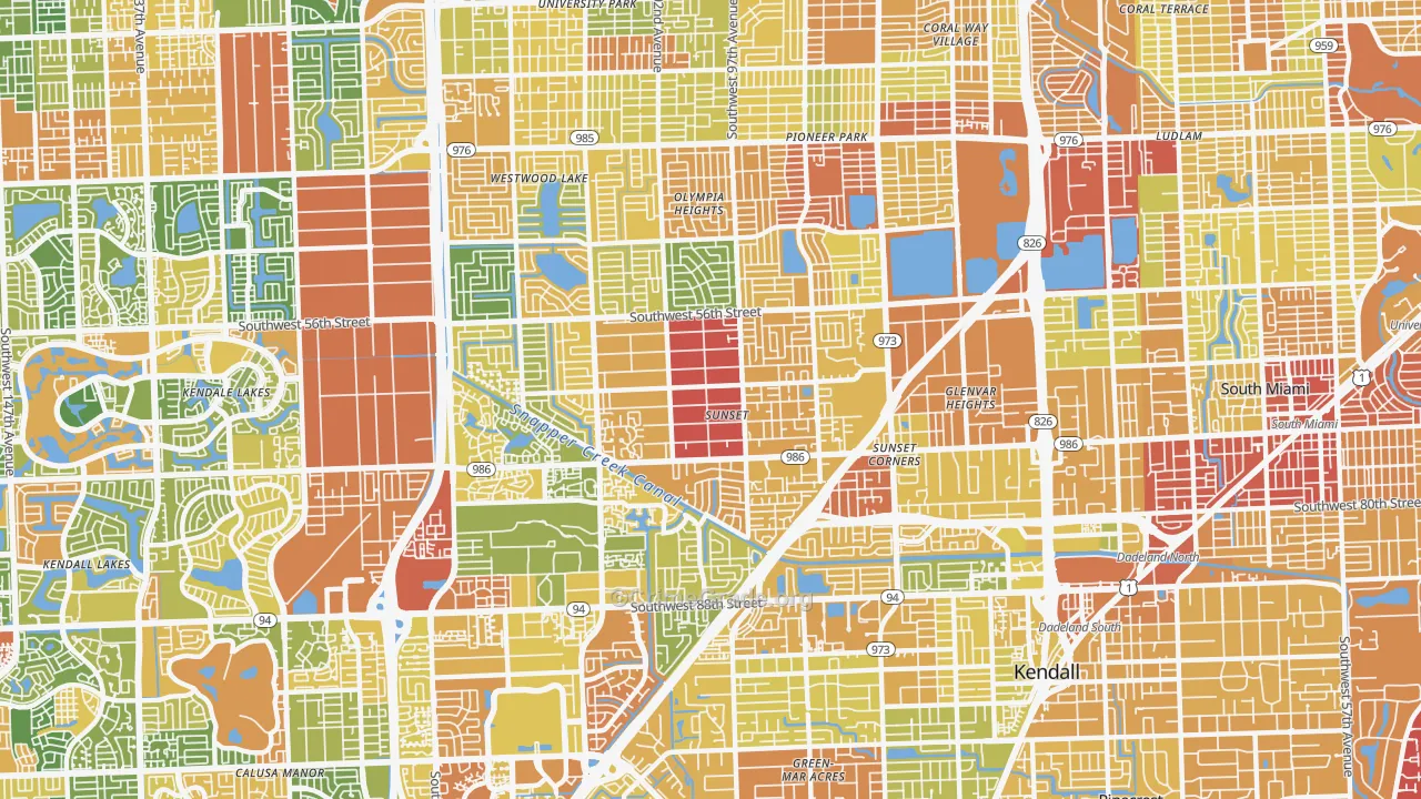 Sunset, FL Map of Robbery Rates