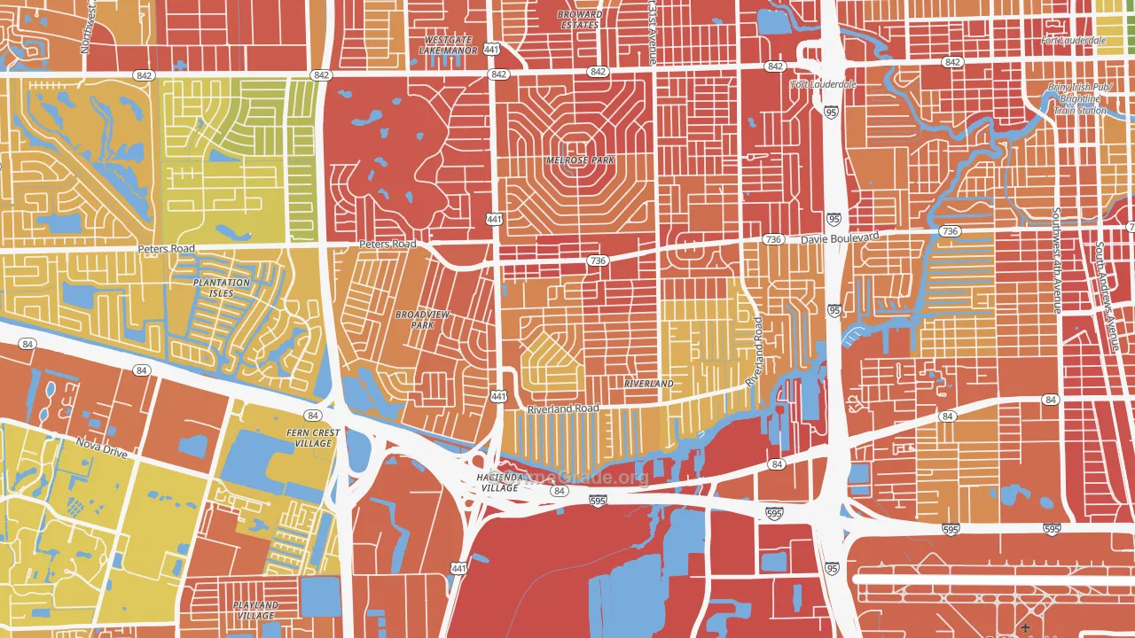 Sunset, Fort Lauderdale, FL Map of Robbery Rates