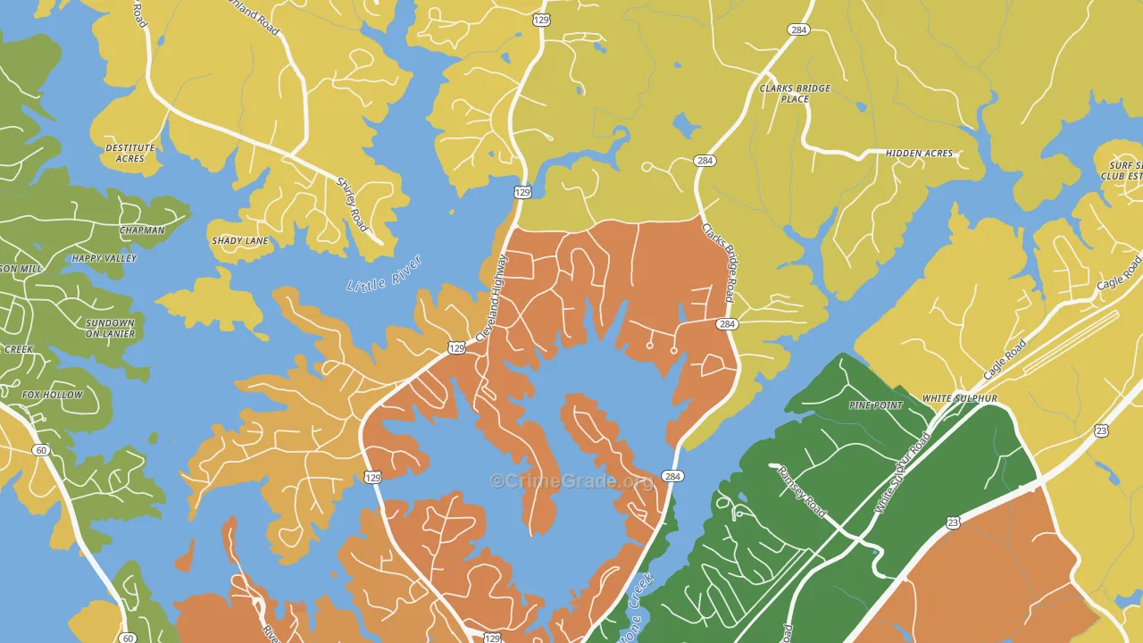 Sunset Heights, GA Map of Robbery Rates