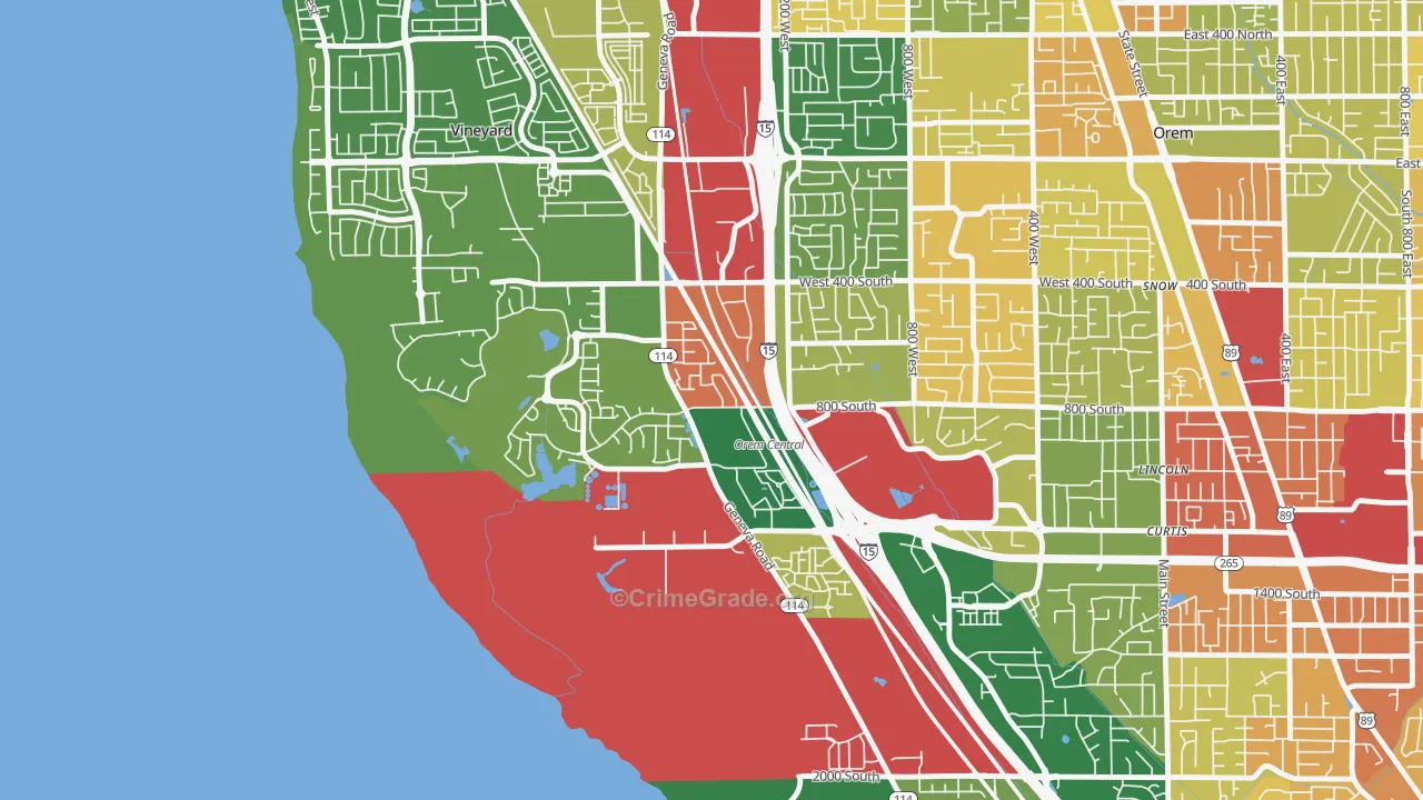 Sunset Heights, Orem, UT Map of Robbery Rates