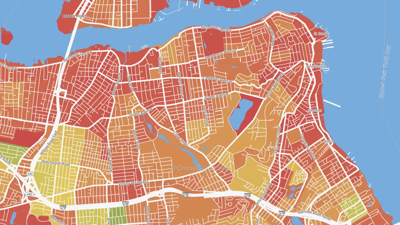 Sunset Hill, Staten Island, NY Map of Robbery Rates