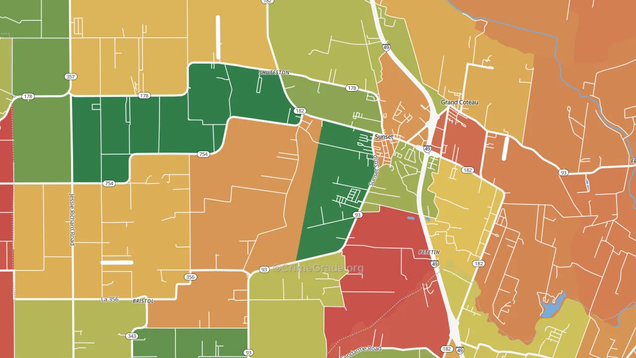Sunset, LA Map of Robbery Rates