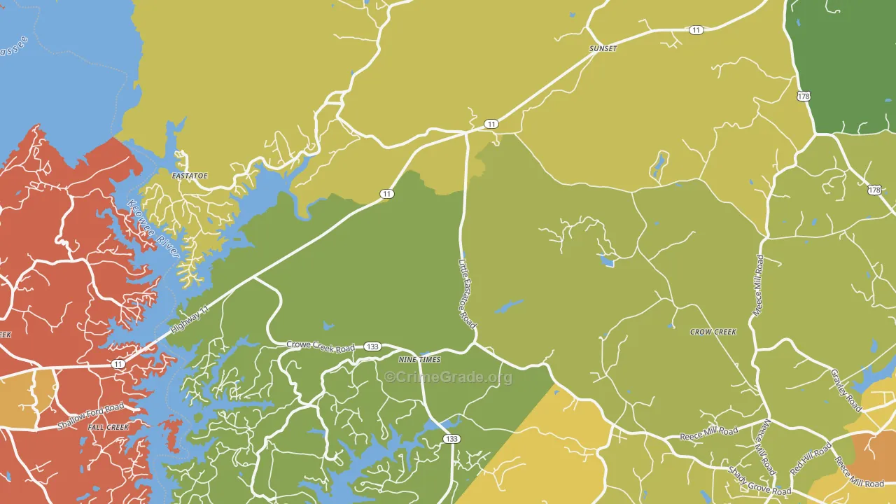 Sunset, SC Map of Robbery Rates
