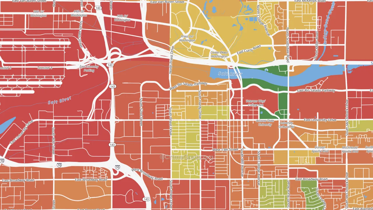 Sunset, Tempe, AZ Map of Robbery Rates
