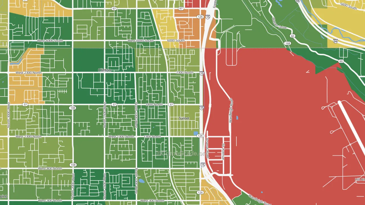 Sunset, UT Map of Robbery Rates
