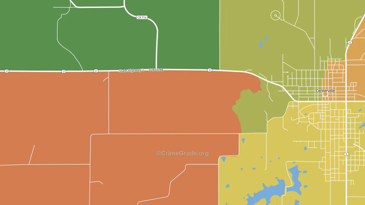 Sunshine, IA Map of Robbery Rates