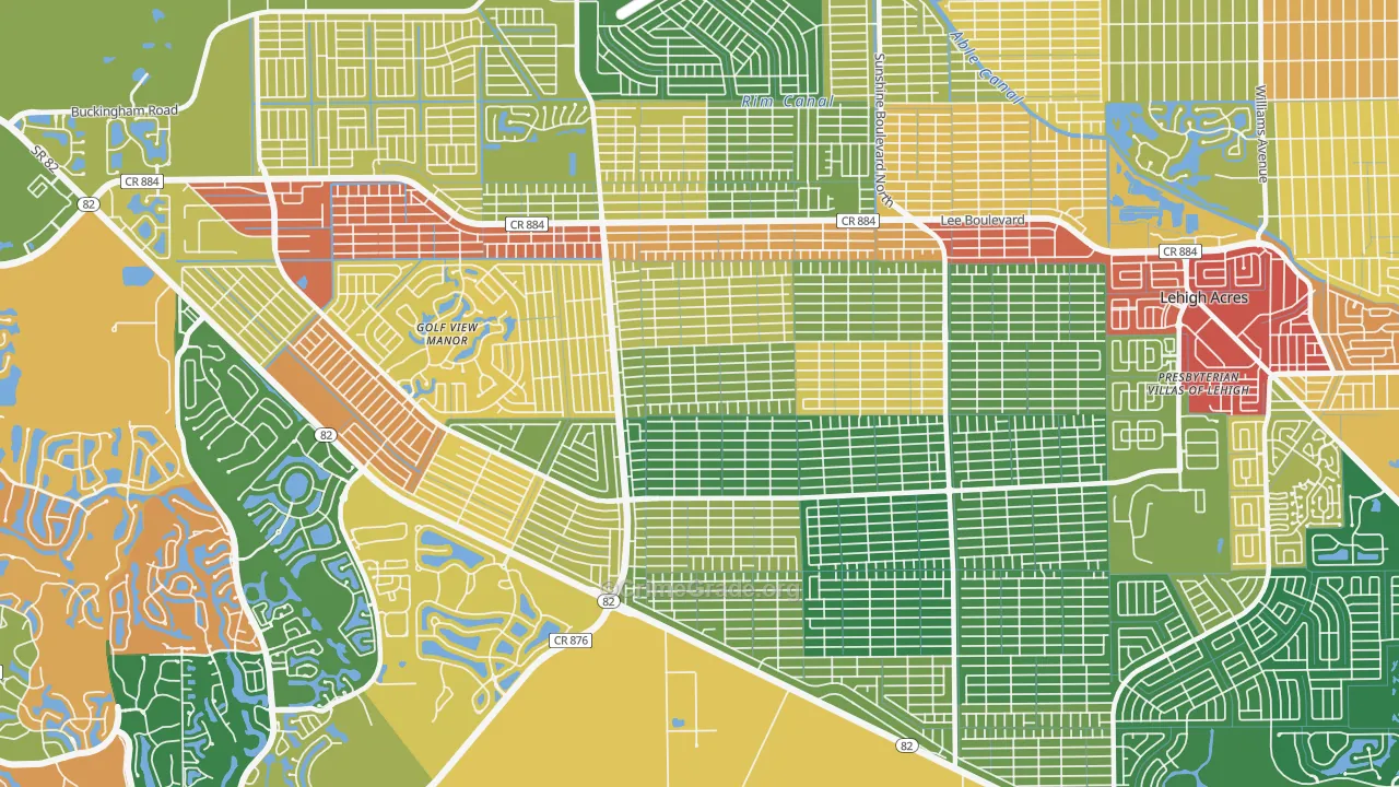 Sunshine, Lehigh Acres, FL Map of Robbery Rates