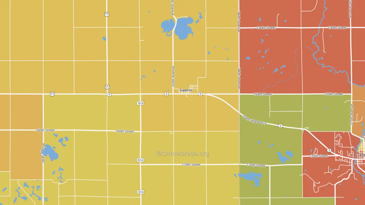 Superior, IA Map of Robbery Rates