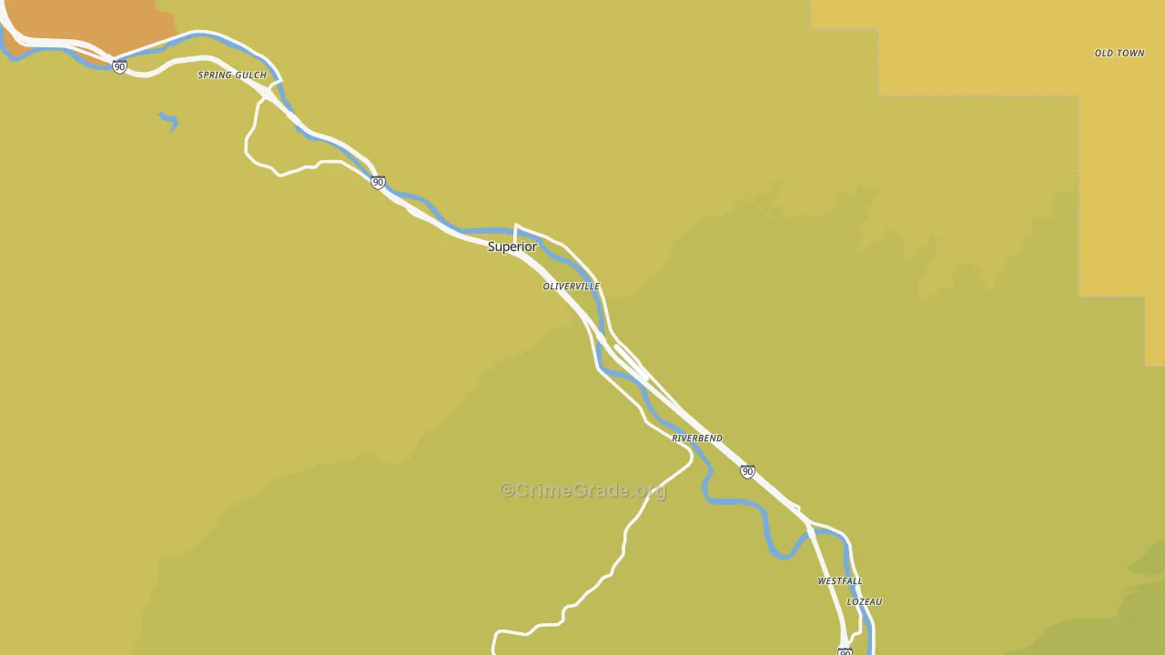 Superior, MT Map of Robbery Rates