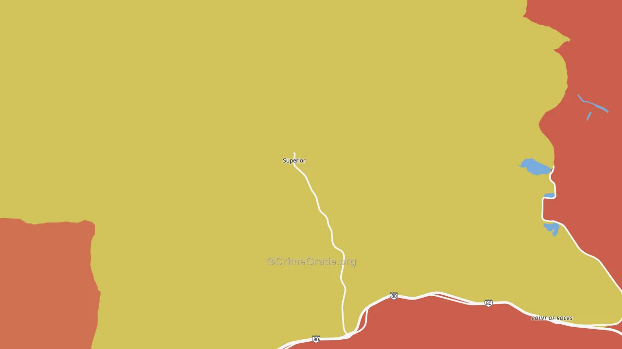 Superior, WY Map of Robbery Rates