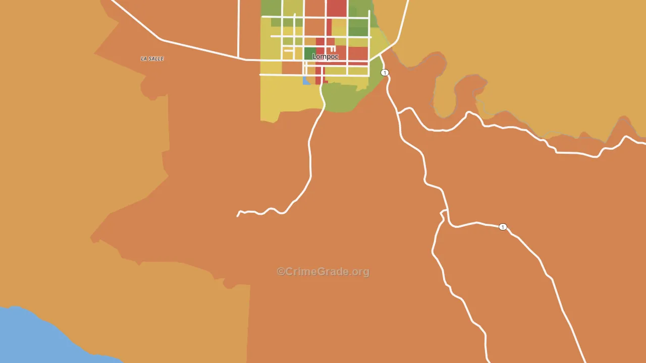 Surf, CA Map of Robbery Rates