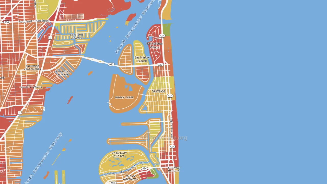 Surfside, FL Map of Robbery Rates