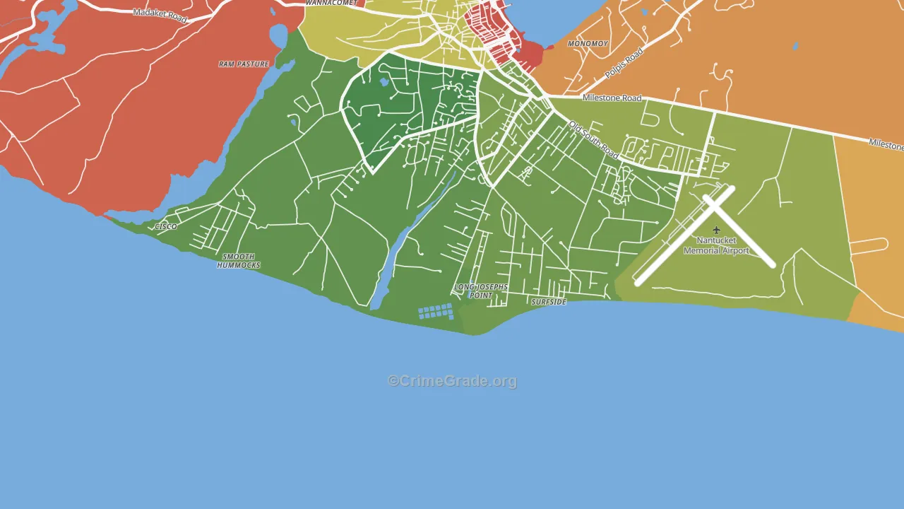 Surfside, MA Map of Robbery Rates