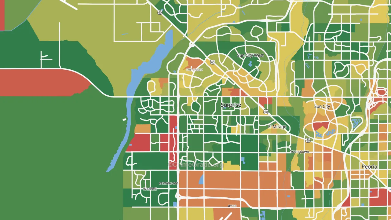 Surprise, AZ Map of Robbery Rates