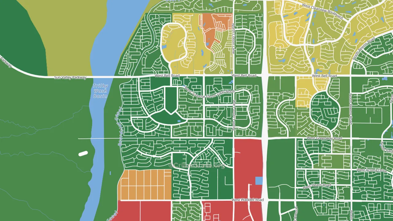 Surprise Farms, Surprise, AZ Map of Robbery Rates