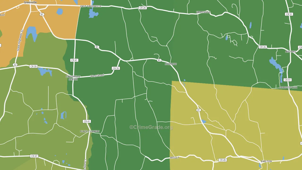 Surprise, NY Map of Robbery Rates