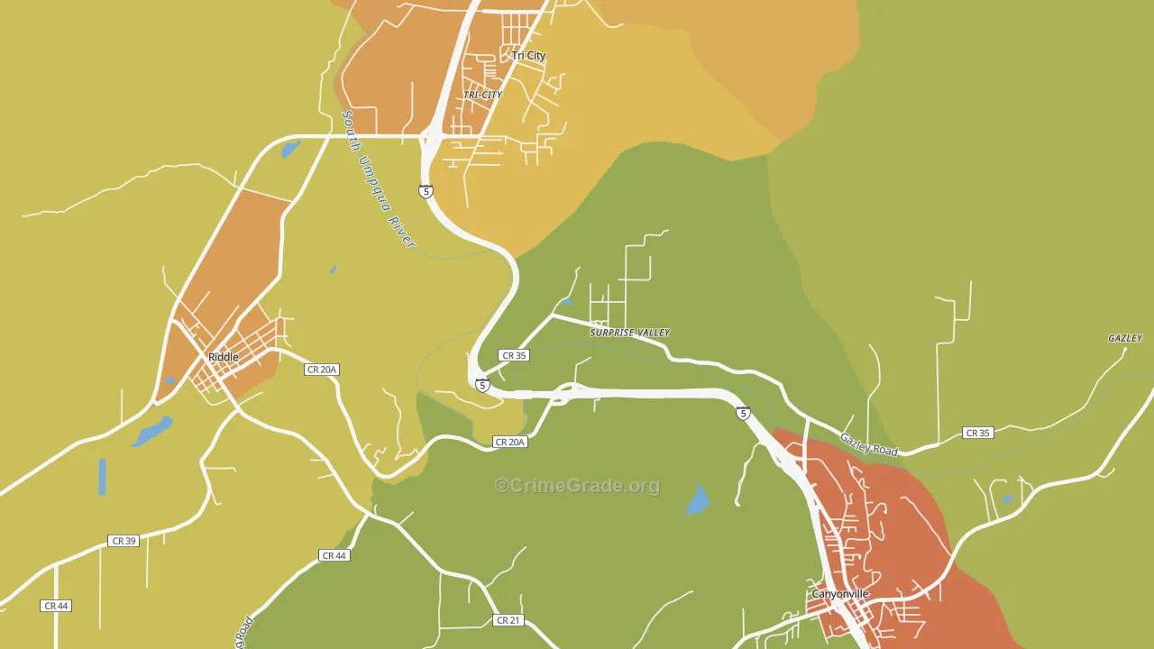 Surprise Valley, OR Map of Robbery Rates