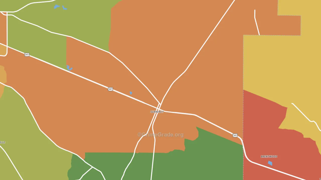 Surrency, GA Map of Robbery Rates