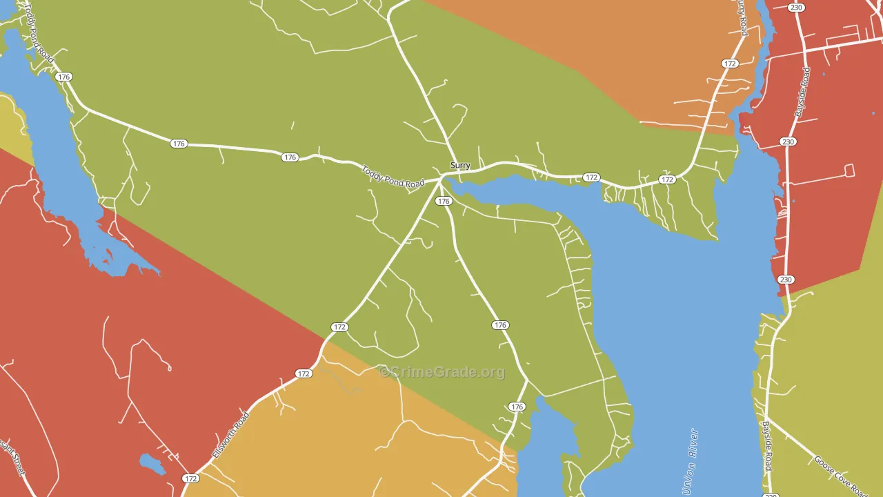 Surry, ME Map of Robbery Rates