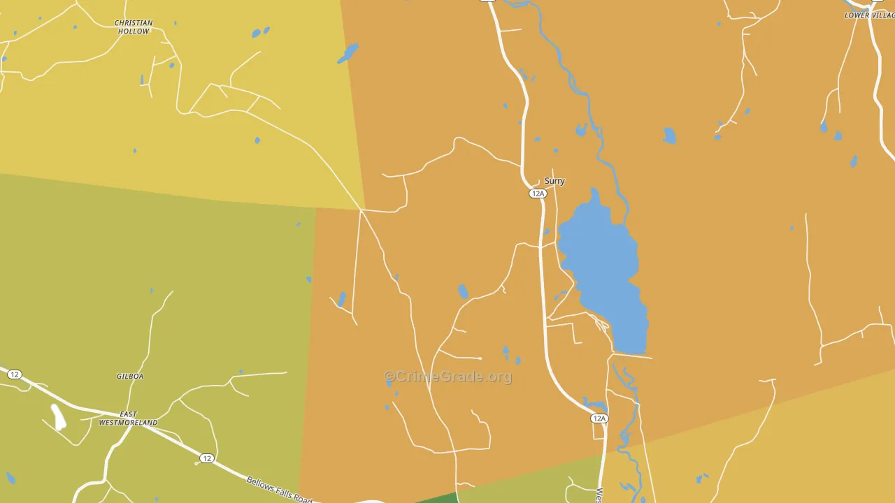 Surry, NH Map of Robbery Rates