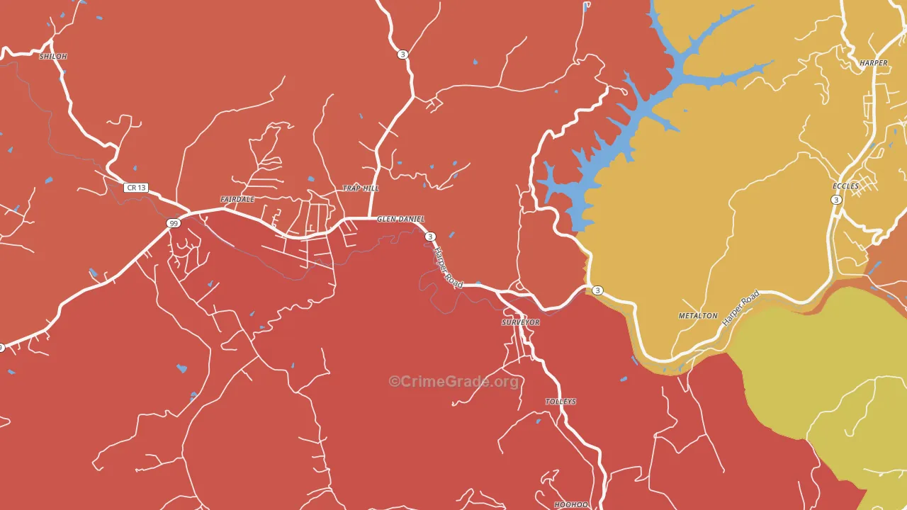 Surveyor, WV Map of Robbery Rates