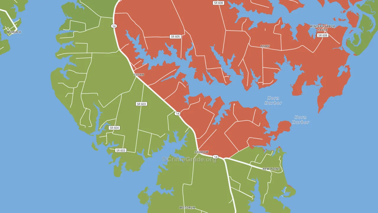Susan, VA Map of Robbery Rates