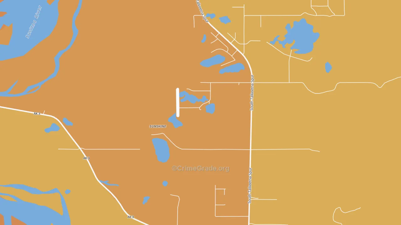 Susitna North, AK Map of Robbery Rates