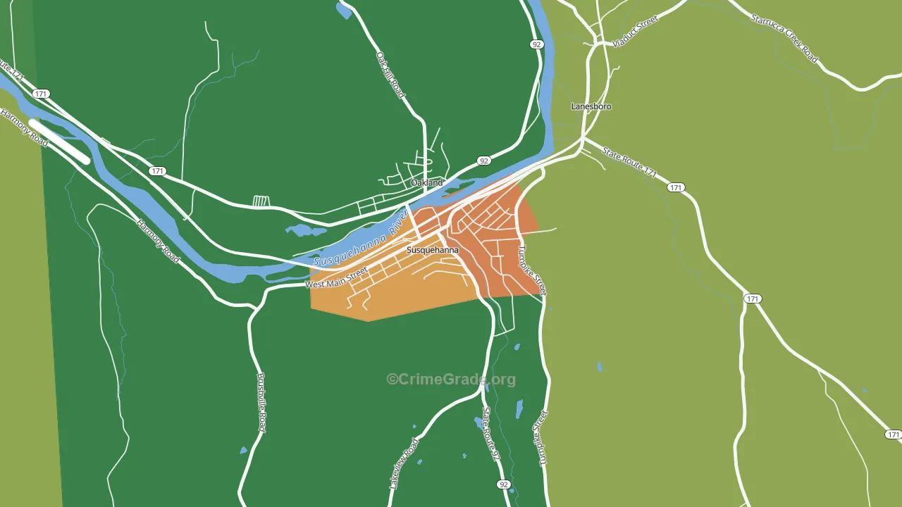 Susquehanna Depot, PA Map of Robbery Rates