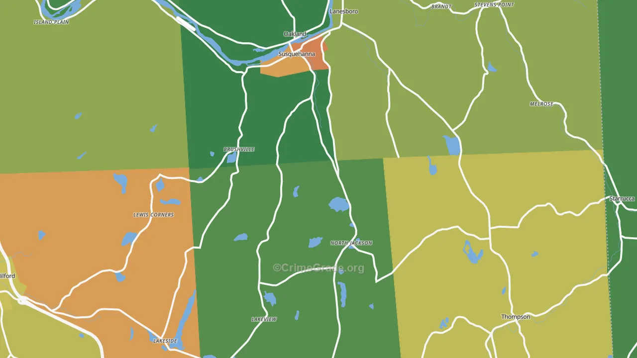 Susquehanna, PA Map of Robbery Rates