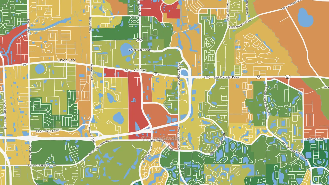 Sussex Place, Alafaya, FL Map of Robbery Rates