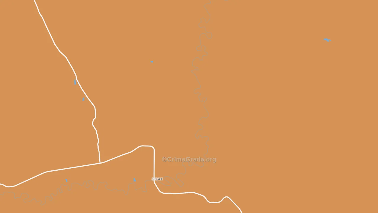 Sussex, WY Map of Robbery Rates