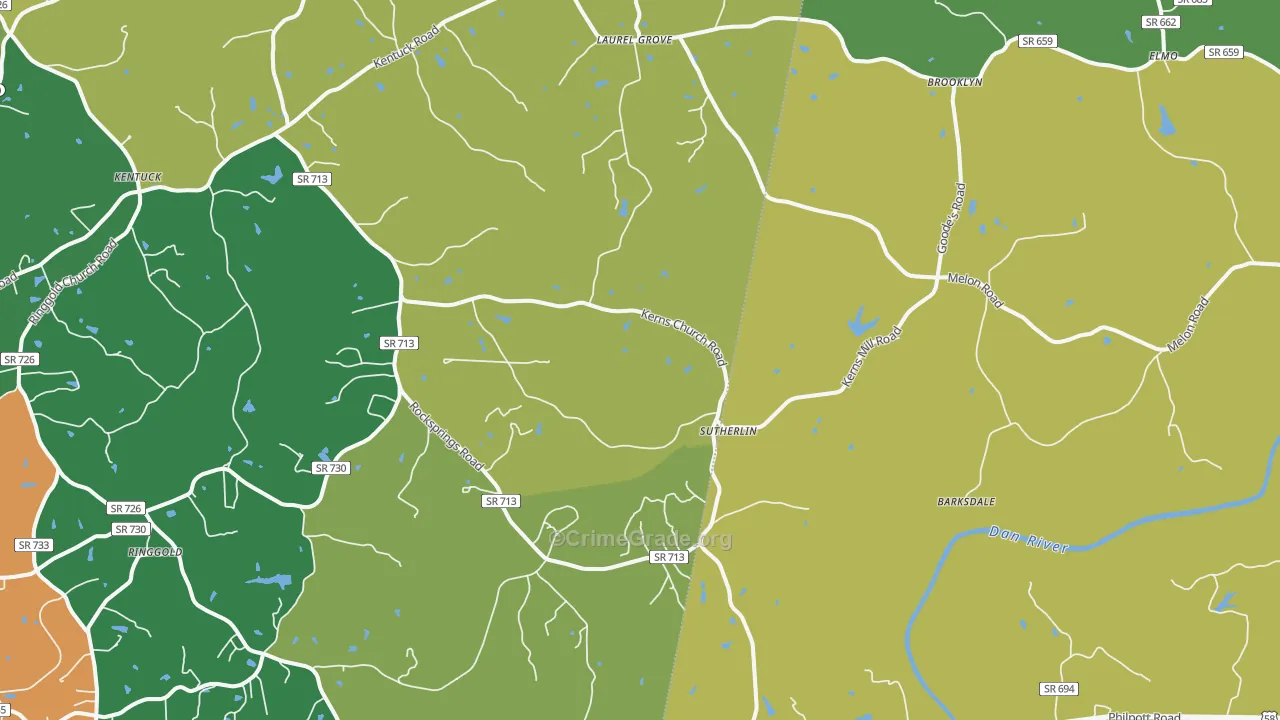 Sutherlin, VA Map of Robbery Rates