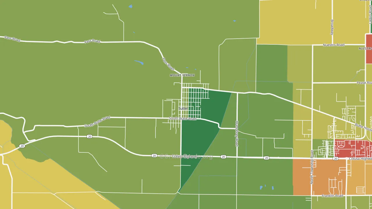 Sutter, CA Map of Robbery Rates
