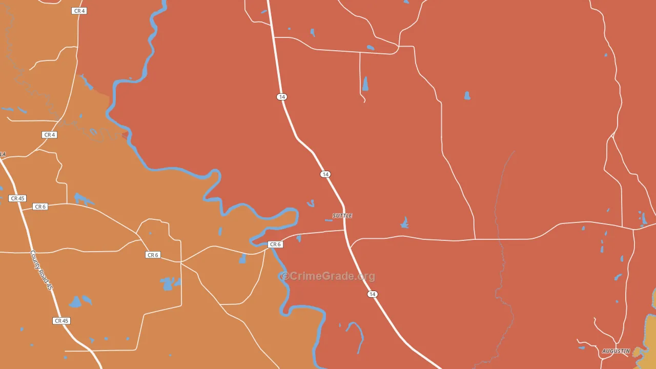 Suttle, AL Map of Robbery Rates