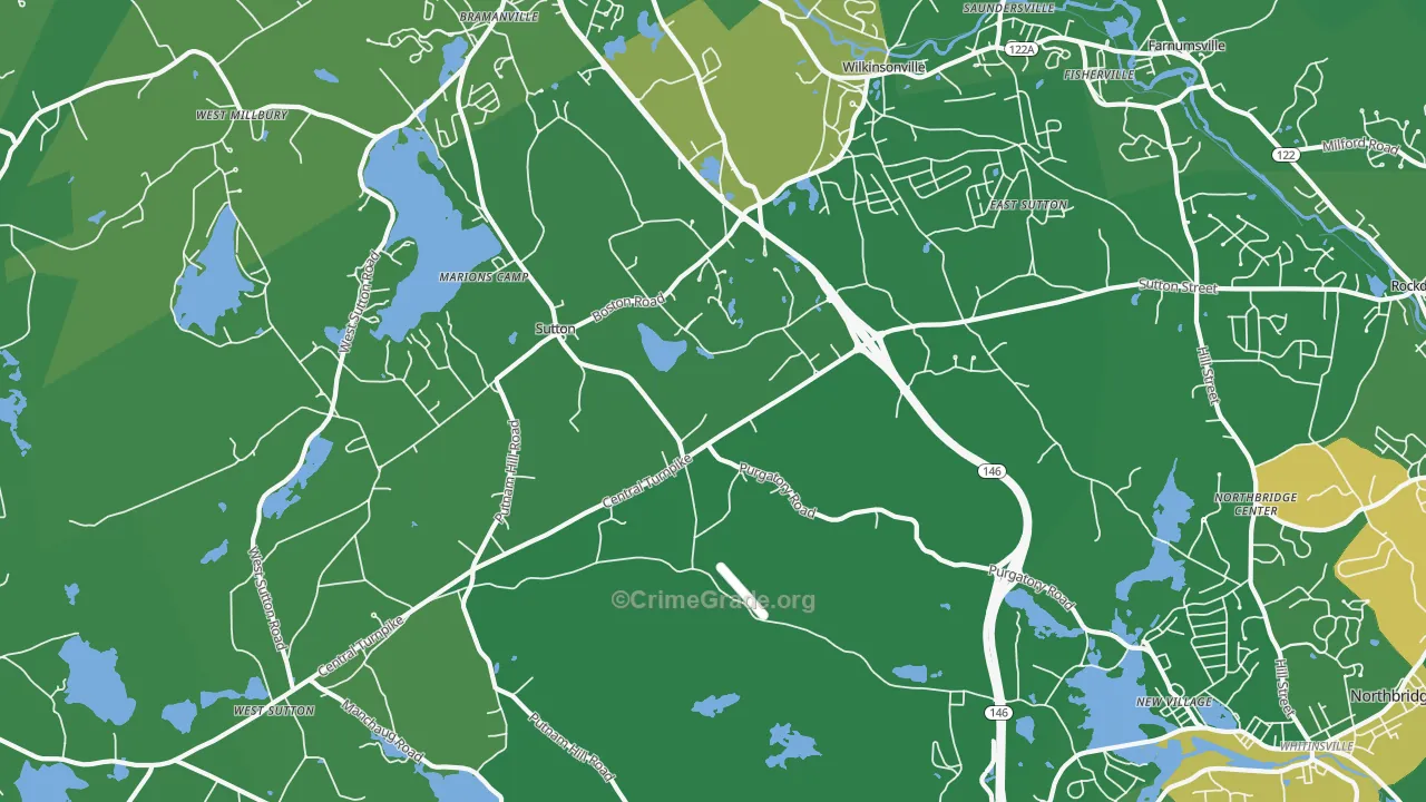 Sutton, MA Map of Robbery Rates