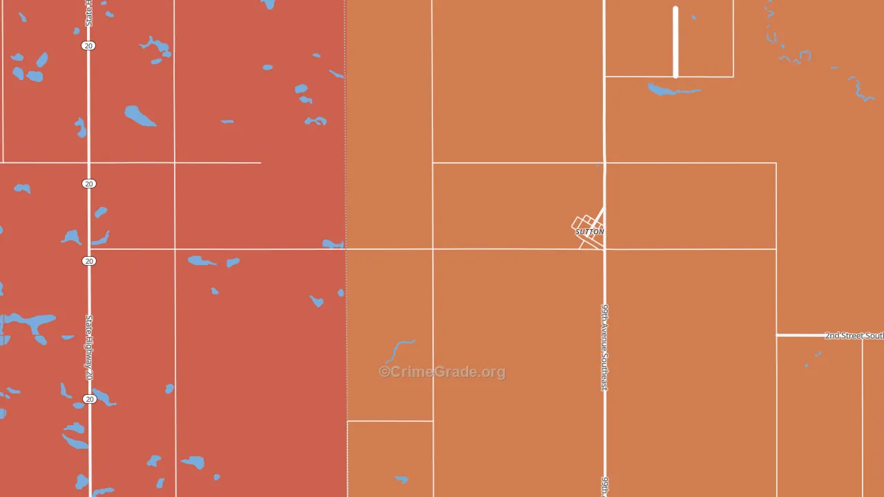 Sutton, ND Map of Robbery Rates