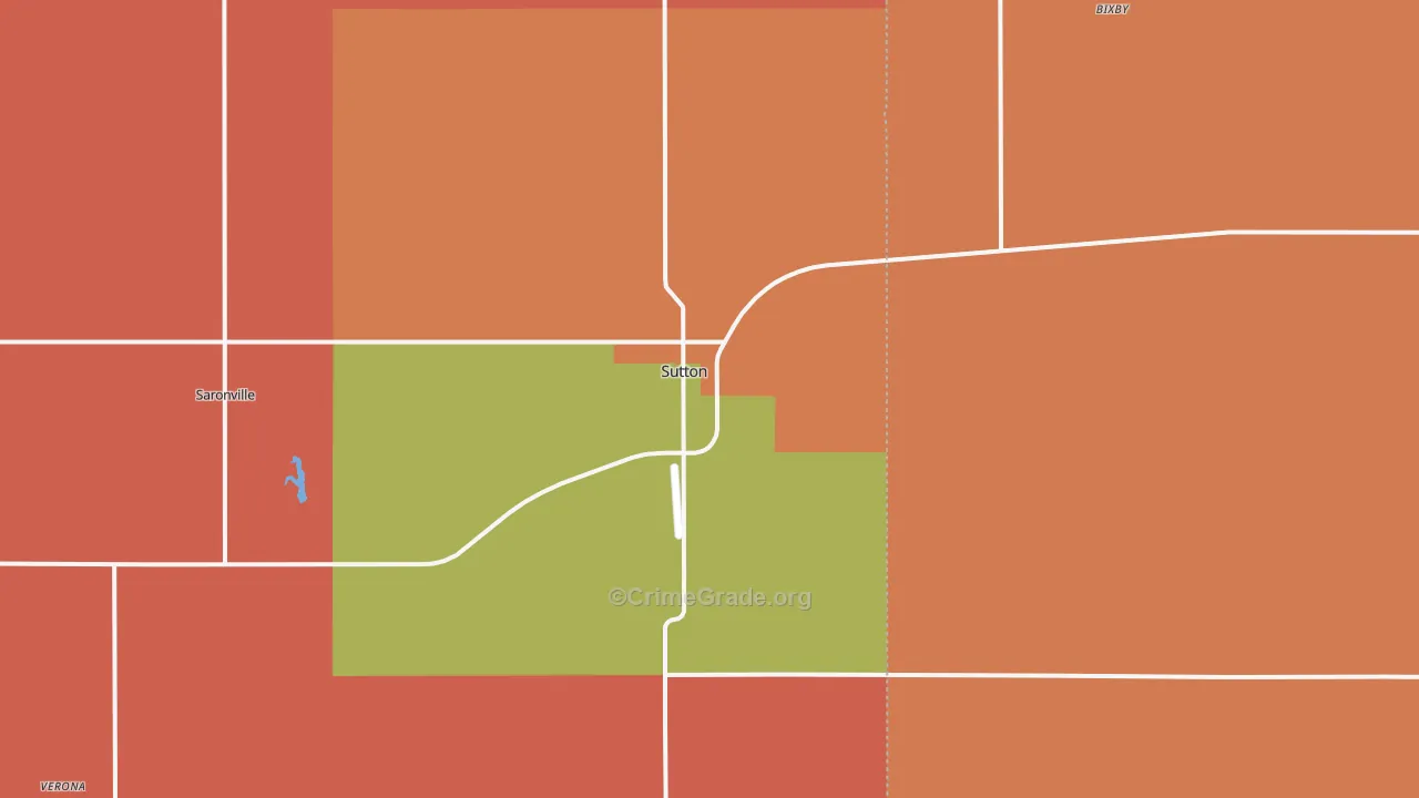 Sutton, NE Map of Robbery Rates