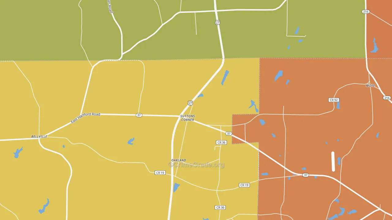 Suttons Corner, GA Map of Robbery Rates