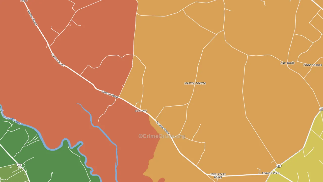 Suttons, SC Map of Robbery Rates