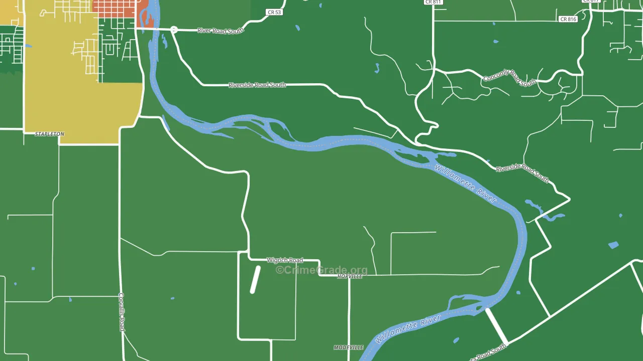 Suver, OR Map of Robbery Rates