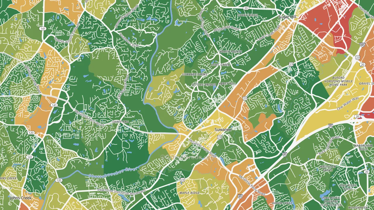 Suwanee, GA Map of Robbery Rates