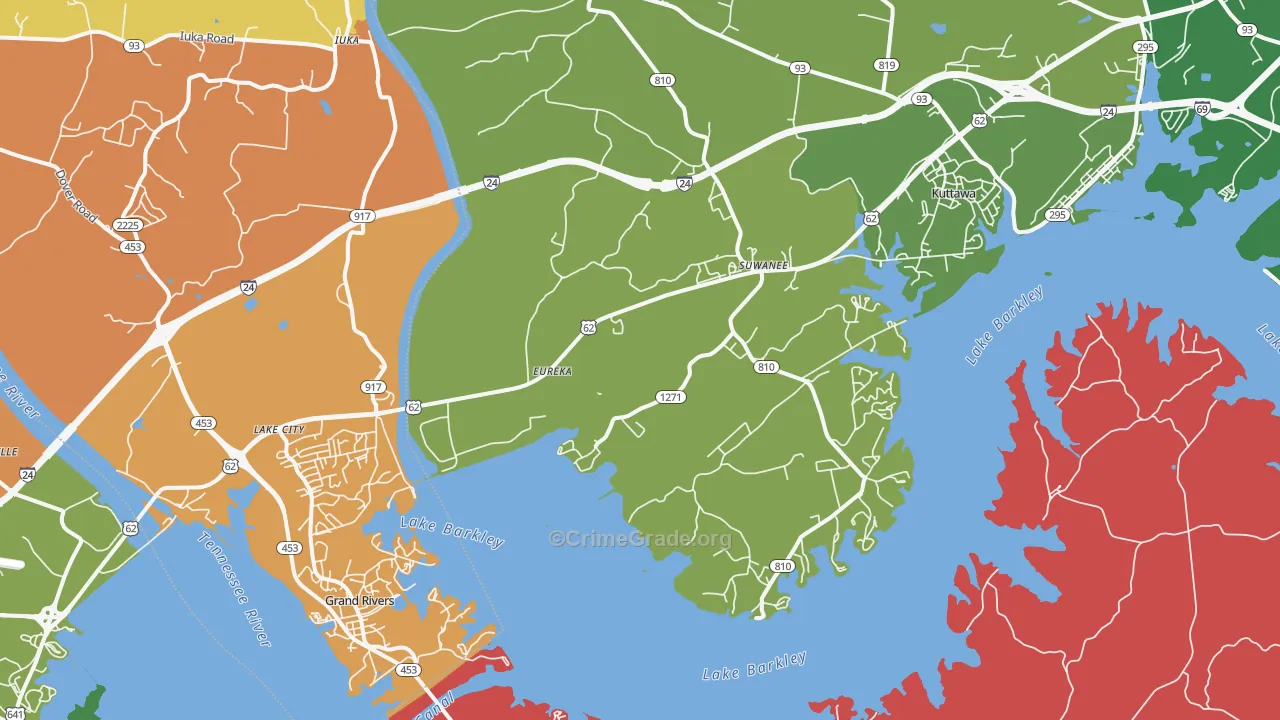 Suwanee, KY Map of Robbery Rates
