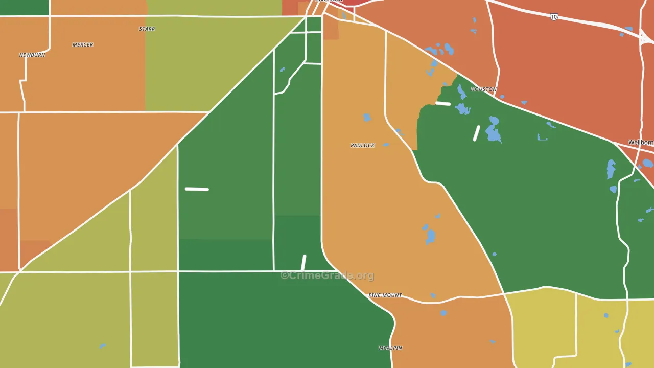Suwannee County, FL Map of Robbery Rates