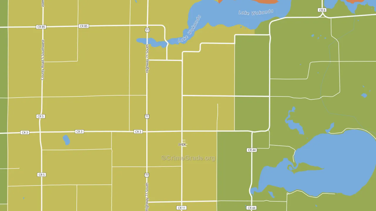 Svea, MN Map of Robbery Rates